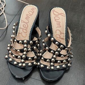 Sam Edelman Black Studded Mules